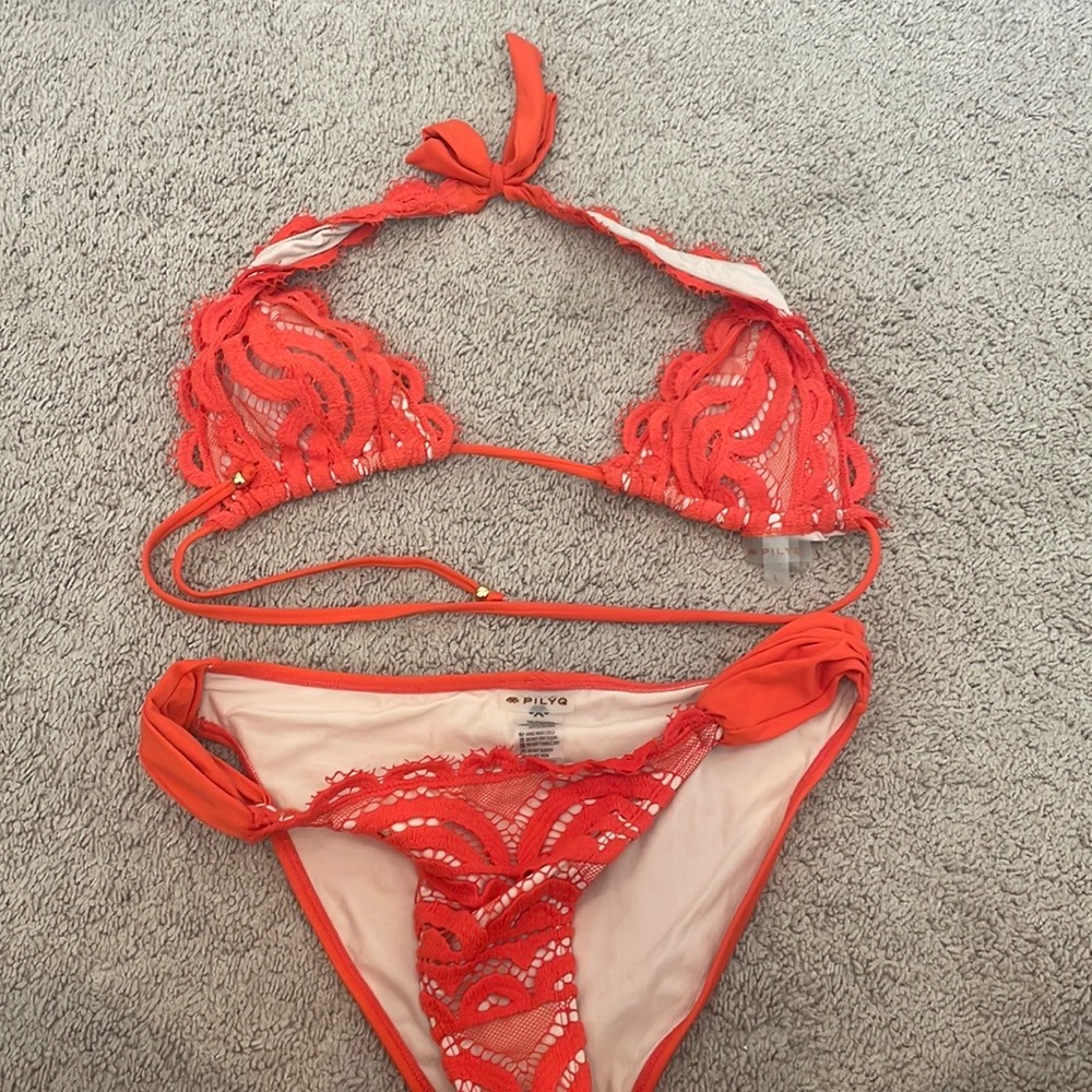 Red lace PQ swim bikini